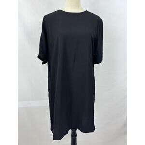 L K Bennett Dress Black 10 Pockets Short Sleeve Knee Length